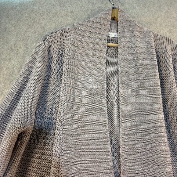 Honey Punch Womens Mauve Open Front Cardigan Sweater Mixed Stitch Medium - Picture 4 of 5